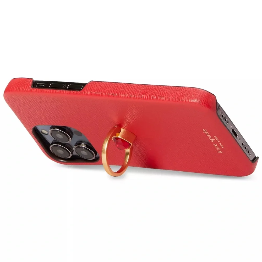 NWT Kate Spade 14 Pro Valentines Day Novelty Red Heart Ring Stand Phone Case